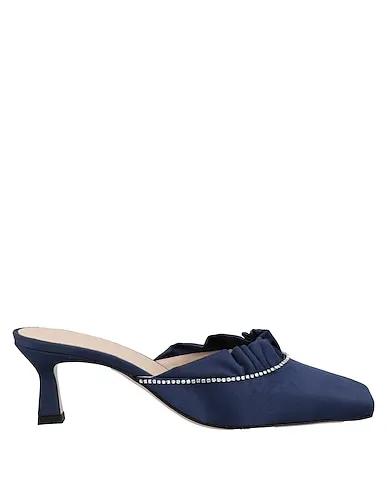 Midnight blue Plain weave Mules and clogs