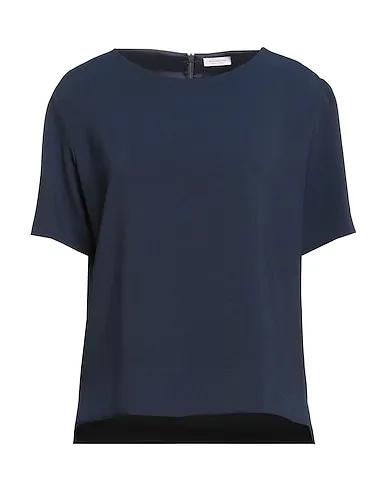 Midnight blue Plain weave Solid color shirts & blouses