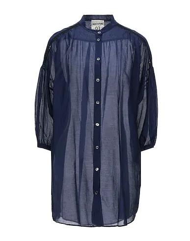 Midnight blue Plain weave Solid color shirts & blouses