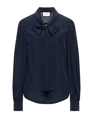Midnight blue Satin Shirts & blouses with bow