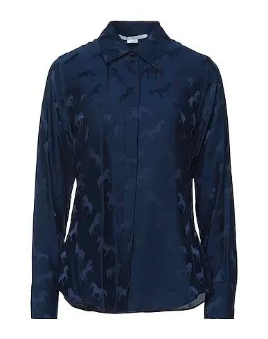 Midnight blue Satin Solid color shirts & blouses