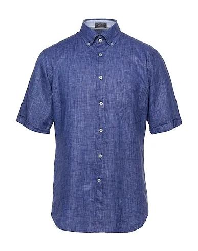 Midnight blue Silk shantung Linen shirt