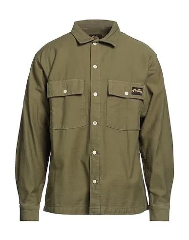 Military green Canvas Solid color shirt