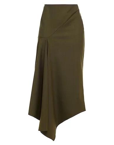 Military green Cool wool Midi skirt