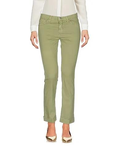 Military green Cotton twill Cropped pants & culottes
