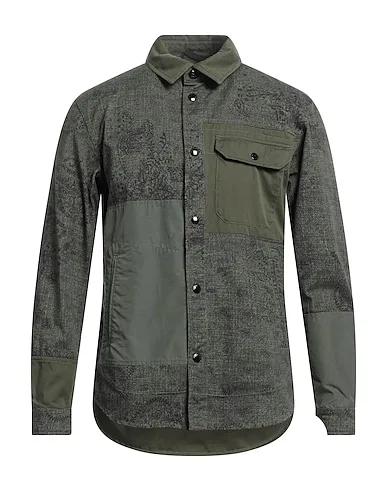 Military green Cotton twill Patterned shirt