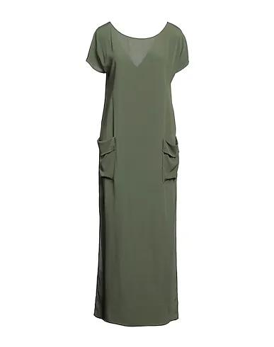Military green Crêpe Long dress
