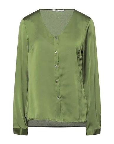 Military green Crêpe Solid color shirts & blouses