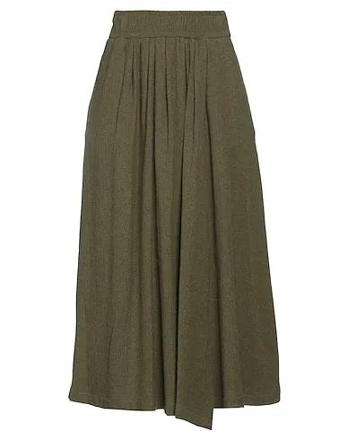 Military green Flannel Midi skirt