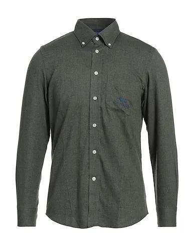 Military green Flannel Solid color shirt