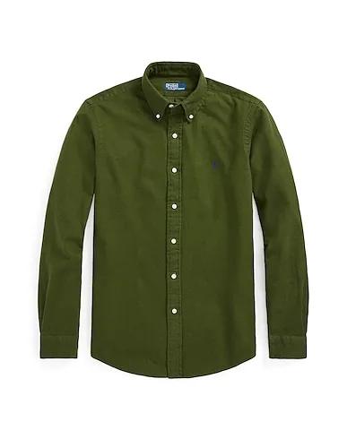 Military green Flannel Solid color shirt
