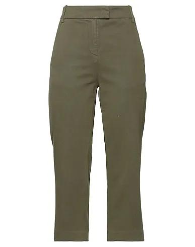 Military green Gabardine Cropped pants & culottes