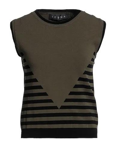 Military green Knitted Sleeveless sweater