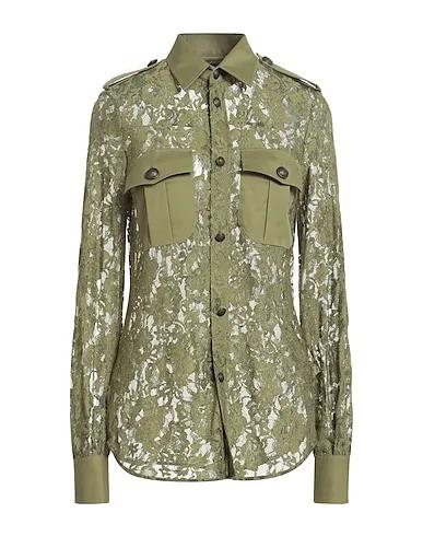 Military green Lace Lace shirts & blouses