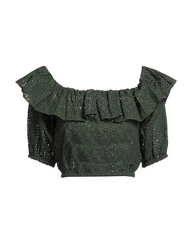 Military green Lace Off-the-shoulder top