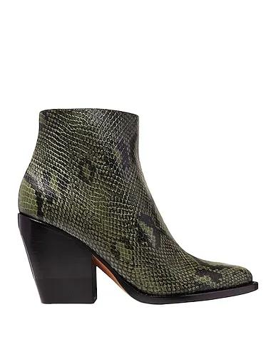 Military green Leather Ankle boot