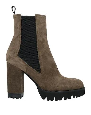 Military green Leather Ankle boot