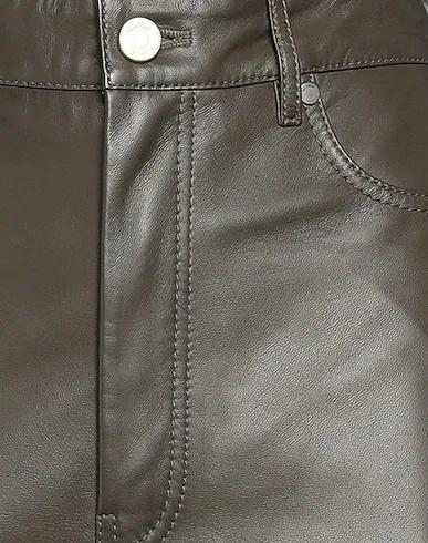 Military green Leather Casual pants