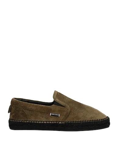 Military green Leather Espadrilles