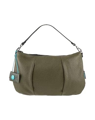 Military green Leather Handbag
