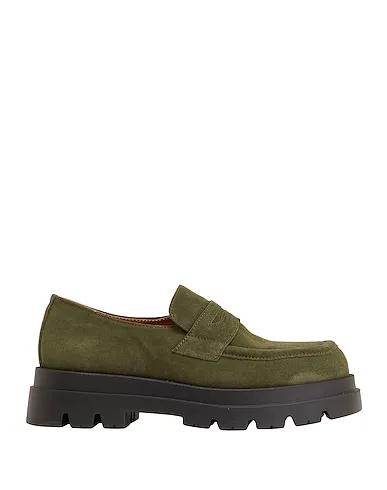 Military green Leather Loafers SPLIT LEATHER CHUNKY LOAFER
