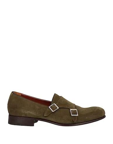 Military green Leather Loafers