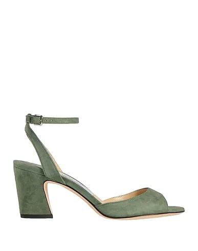 Military green Leather Sandals
