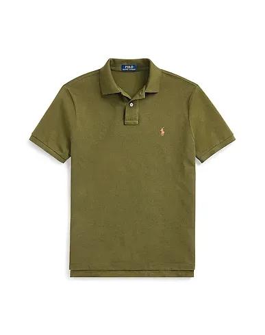 Military green Piqué Polo shirt SLIM FIT MESH POLO SHIRT
