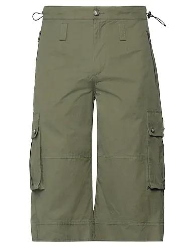Military green Plain weave Cropped pants & culottes