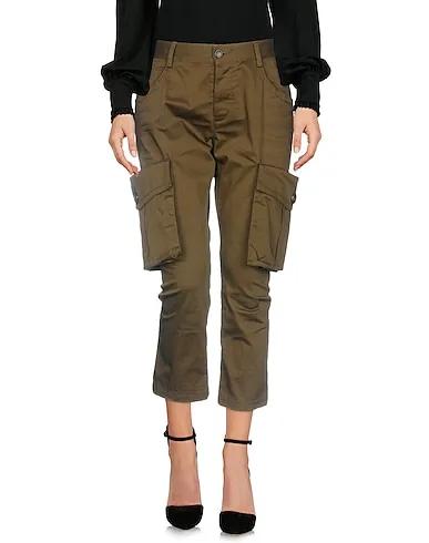 Military green Plain weave Cropped pants & culottes