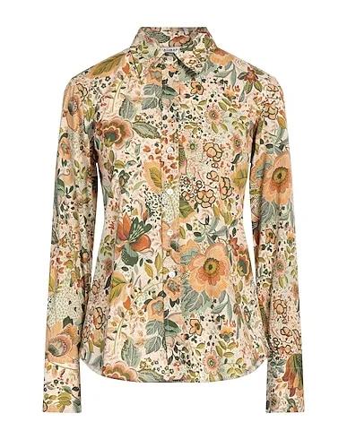 Military green Plain weave Floral shirts & blouses