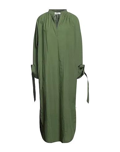Military green Plain weave Midi dress