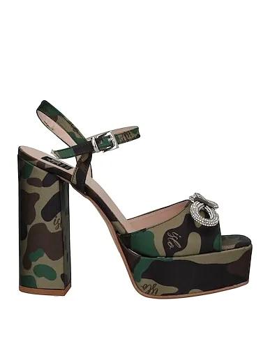 Military green Satin Sandals