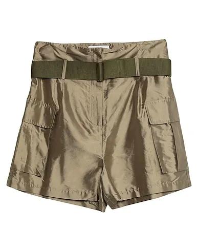 Military green Silk shantung Shorts & Bermuda