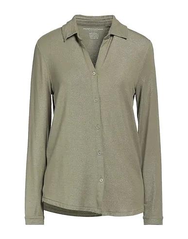 Military green Synthetic fabric Solid color shirts & blouses