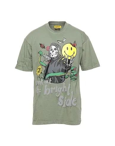 Military green T-shirt SMILEY LOOK AT THE BRIGHT SIDE T-SHIRT