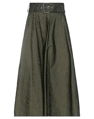 Military green Taffeta Midi skirt