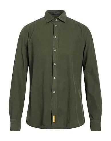 Military green Velvet Solid color shirt