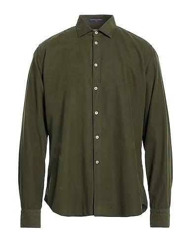 Military green Velvet Solid color shirt