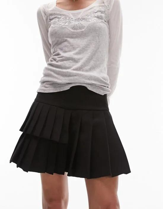 mini pleated tennis skirt in black
