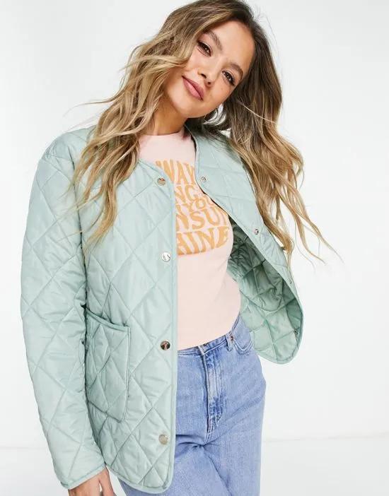 Miss Selfridge lightweight quilted liner jacket in sage green