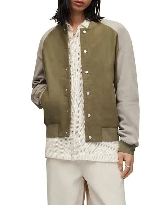 Mist Leather & Suede Bomber Jacket 