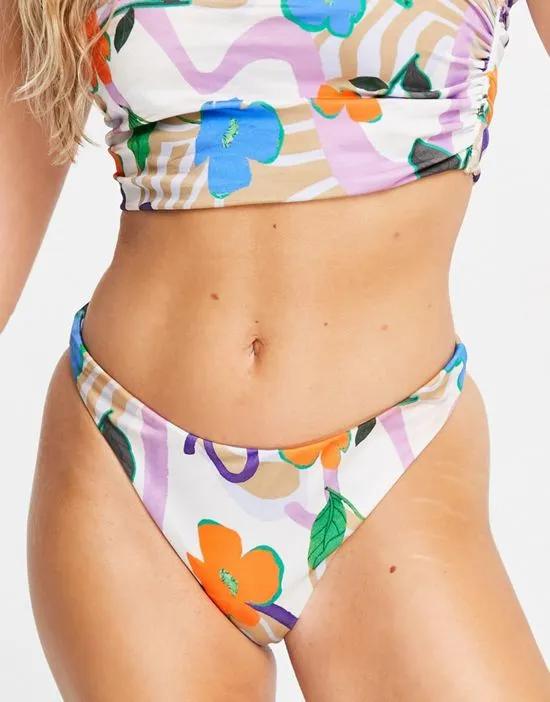 mix and match high leg hipster bikini bottom in floral swirl print