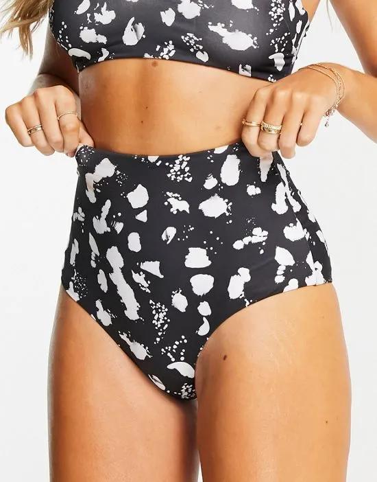 mix and match high waist bikini bottom in mono spot print