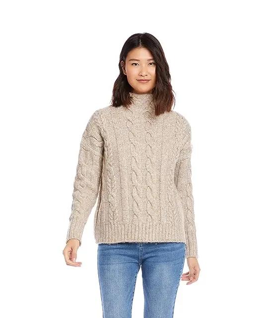 Mock Neck Cable Sweater