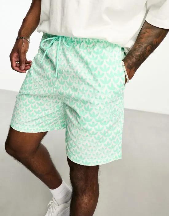 Monogram AOP shorts in green