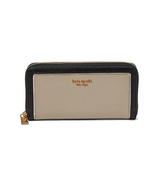 Morgan Color-Blocked Saffiano Leather Zip Around Continental Wallet