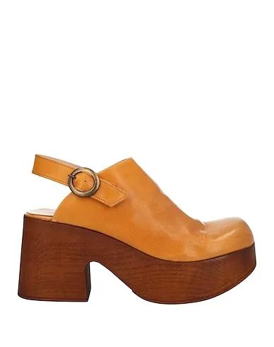 Mustard Leather Mules and clogs