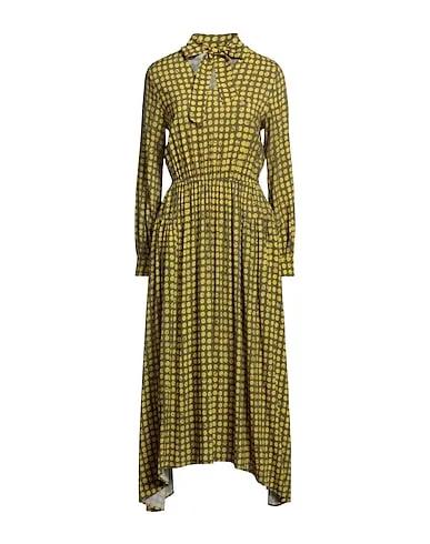 Mustard Plain weave Midi dress