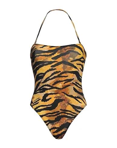 Mustard Synthetic fabric One-piece swimsuits